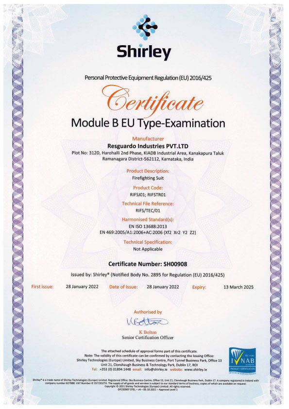 Fireman Suit EN Certificate