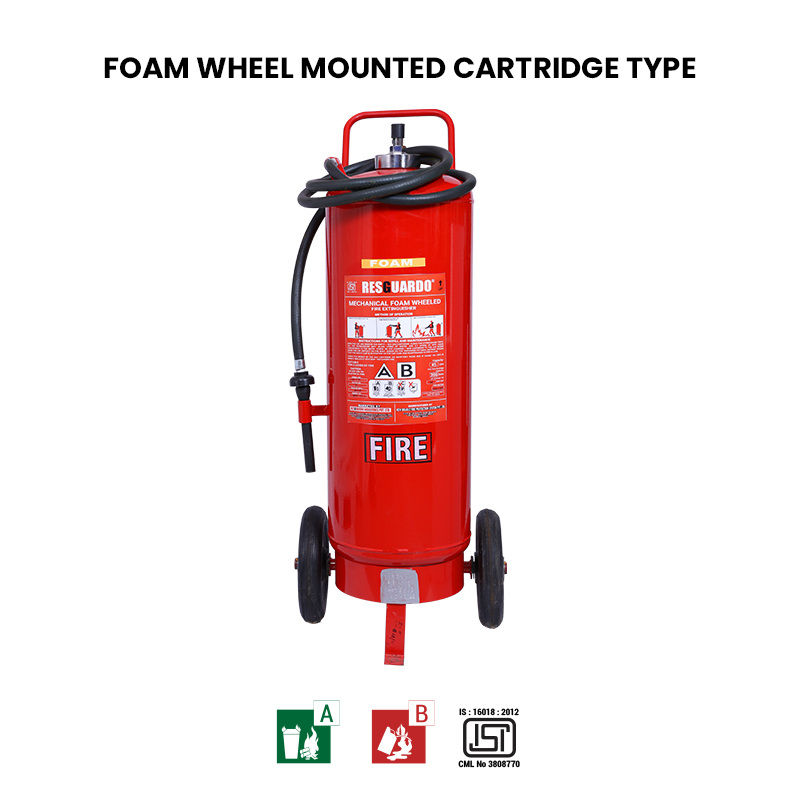 foam type wheel mounted cartridge fire extinguisher